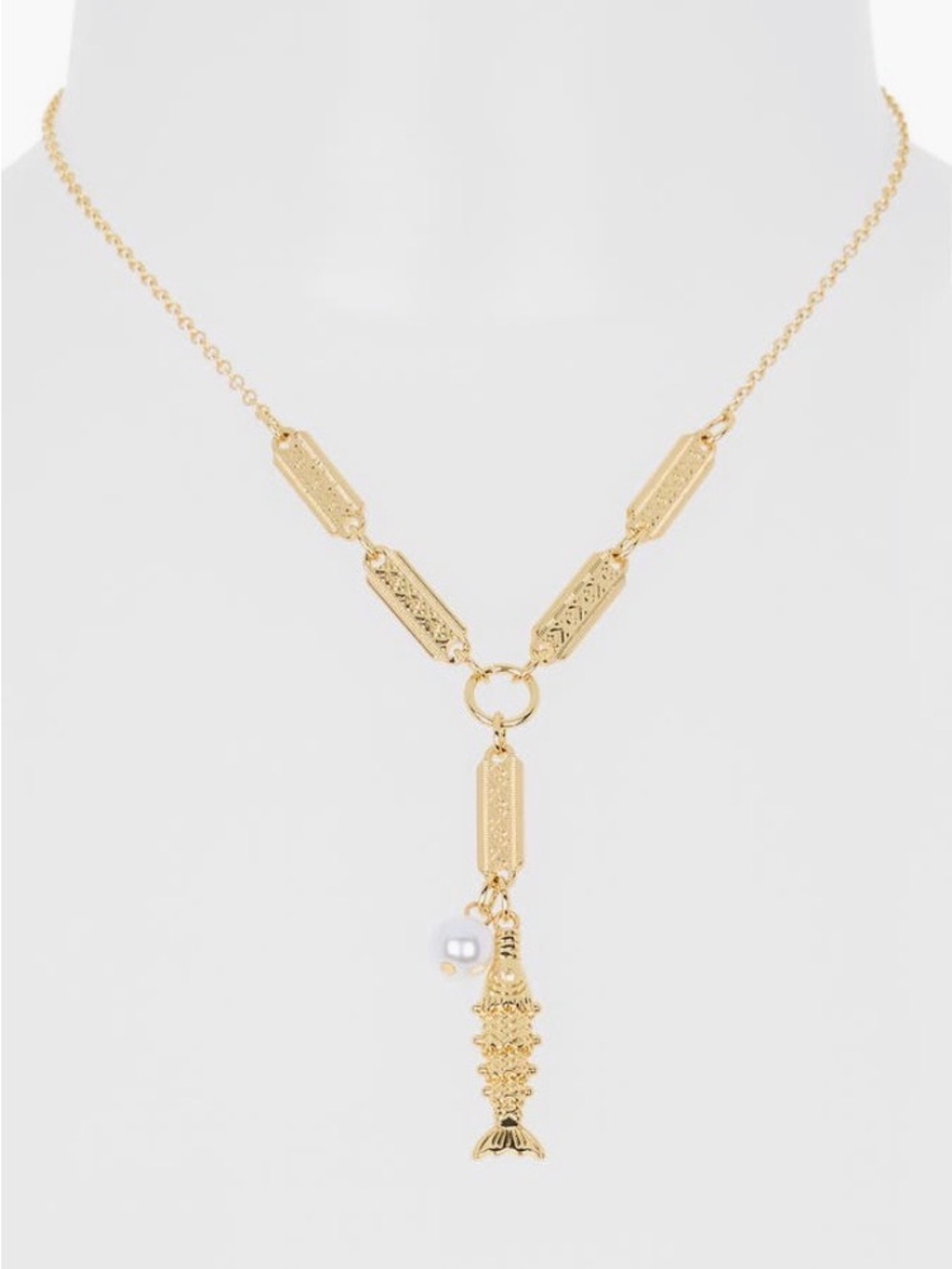 Leith The World Is Your Oyster Fish Lariat Necklace